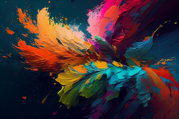 Colorful paint strokes background. Generative AI illustration
