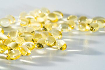 Vitamin D, omega 3, omega 6, Food supplement oil filled fish oil, vitamin A, vitamin E, flaxseed oil.	
