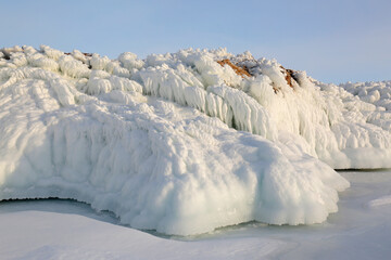 rocks covered in ice