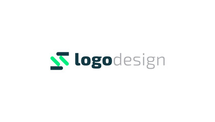 Fototapeta premium Simple and Minimalist Letter S Logo Design with Blue and Green Color Combination, Suitable for Business and Technology Company Logo