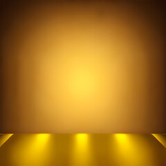 Golden background sun shining stage and floor triple spotlighted