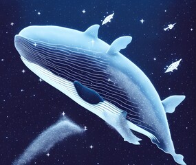 Fototapeta premium Whale in Space, Generative AI Illustration