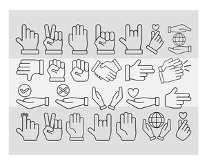 Hand Icon SVG, Hand Icon Outline, Web Icon Set, Icon Svg Cricut, Silhouette Svg Cut File Svg, Hand Sign, Hand Sign Silhouette, Hand Peace Sign, Hand Symbols, Hands Gesture, Eps