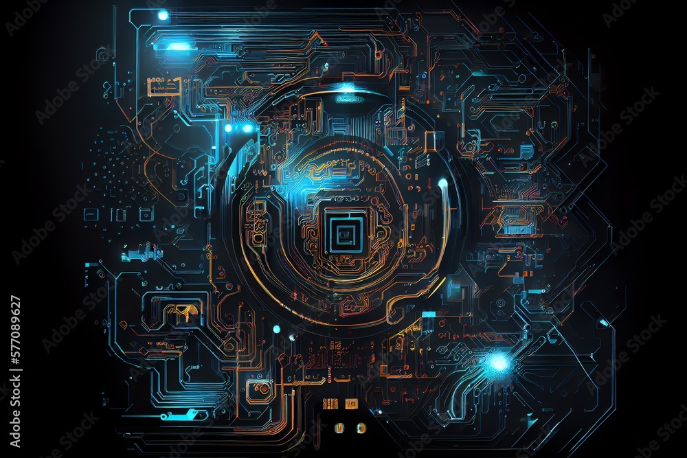 Poster abstract circuit cyberspace design art. generative ai