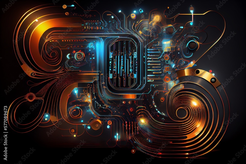 Aufkleber abstract circuit cyberspace design art. generative ai