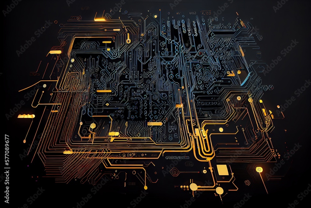 Poster abstract circuit cyberspace design art. generative ai