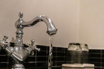 Luxury vintage faucet in the bathroom