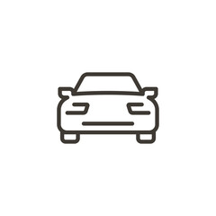 Front view of a car. Vector thin line icon. Outline minimal illustration of a automobile transportation vehicle