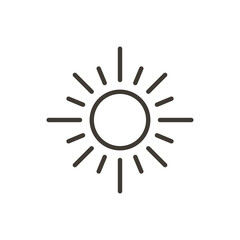 Vector thin line icon illustration of the sun. Bright sunshine sunlight minimal stylized drawing