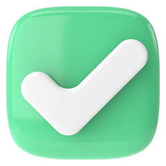 3D checkbox. Check mark. 3D illustration.