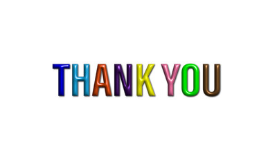 Thank you lettering made with 3d colorful letters