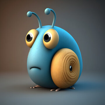 Cute cartoon snail 3d Character