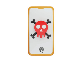 Phone with danger security icon 3d rendering vector illustration