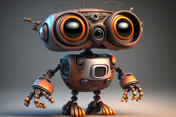 A Cute and Adorable 3D Robot with frendly welcoming look. Ai generated