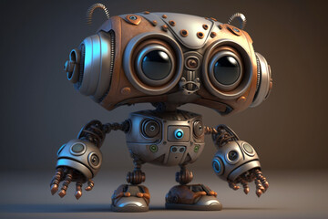 A Cute and Adorable 3D Robot with frendly welcoming look. Ai generated