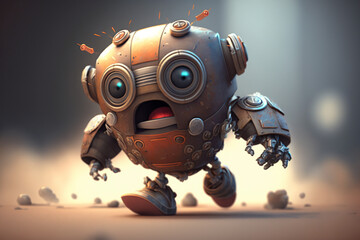 A Cute and Adorable 3D Robot with frendly welcoming look. Ai generated