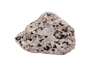 Raw granite stone, igneous rock, isolated on white background (diameter is about 4 cm)