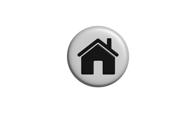3d home page button on white background