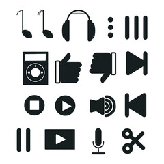 music icons set isolated on white background