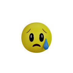 Fototapeta premium Emoji yellow face and emotion with sad. Facial expression.