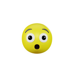Emoji yellow face and emotion with surprised and excited.  Facial expression.