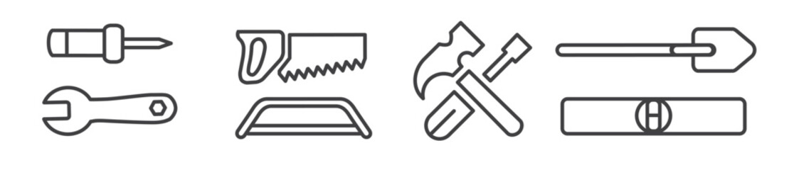 Tools - thin line icon collection on white background