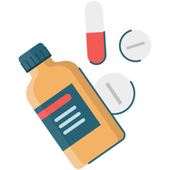 Medicines and pills in flat style, png illustration 