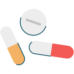 Medicines and pills in flat style, png illustration 