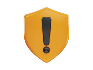 Shield with warning icon 3d rendering vector illustration