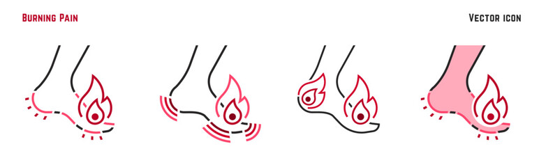 Foot pain type sign. Editable vector illustration