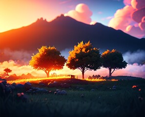 sunset in the mountains