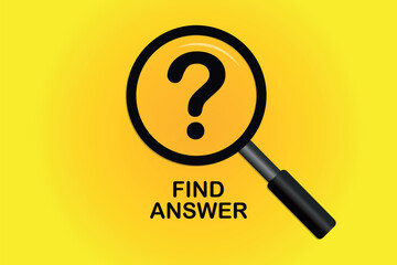 Find answer text with Magnifying glass and question mark