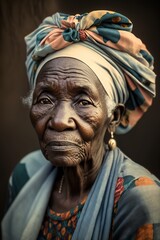 Portrait of old Ethiopian woman. generate by ai