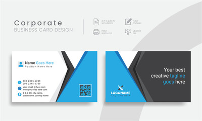 Best Corporate Business Card Design Template For Modern Orientation Brand Identity. Vector Flat Creative & Clean Layout Vol - 03