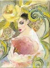 Gordijnen oil painting. abstract woman portrait. illustration.  © Anna Ismagilova