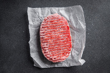 freezer food cutlet minced meat frozen meat pork, beef, chicken meal food snack on the table copy...