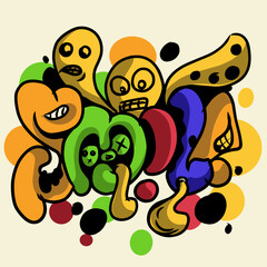 doodle art, smile vector illustration,