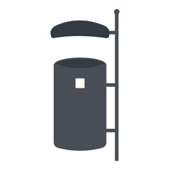 Trash can in park. Vector flat icon