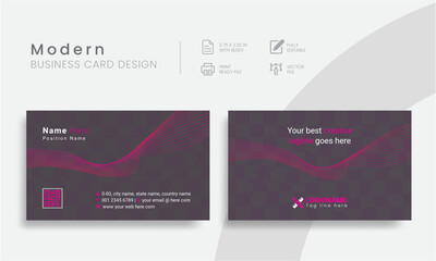 Best Corporate Business Card Design Template For Modern Y2K Orientation Brand Identity. Vector Flat Creative & Clean Layout Vol - 16