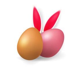 Two Easter eggs with rabbit ears.