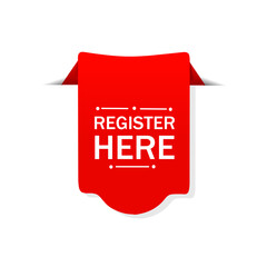 Register here banner template design. web element, Flat vector illustration on white background.