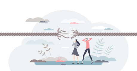 Stress tension and emotionally desperate mental pressure tiny person concept, transparent background. Moment before psychological breaking point and burnout in feelings crisis illustration.