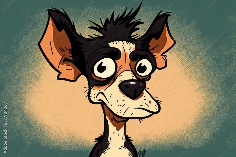Poster grumpy rat terrier trying to smile. generative ai