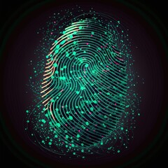 Digital fingerprint security concept, binary digits background	