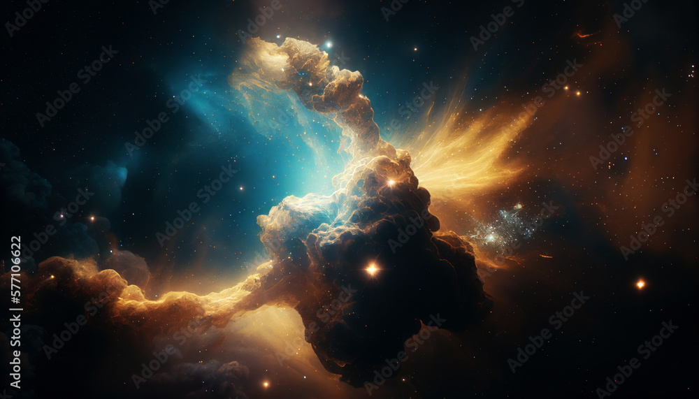 Wall mural space and glowing nebula background. ai generated.