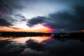 sunset over the river