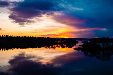 sunset over the river