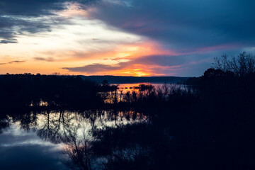 sunset over lake