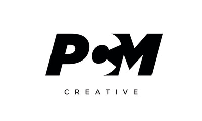 PCM letters negative space logo design. creative typography monogram vector