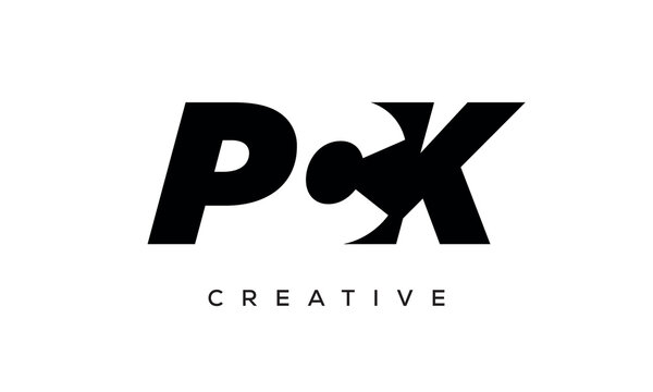 PCK letters negative space logo design. creative typography monogram vector